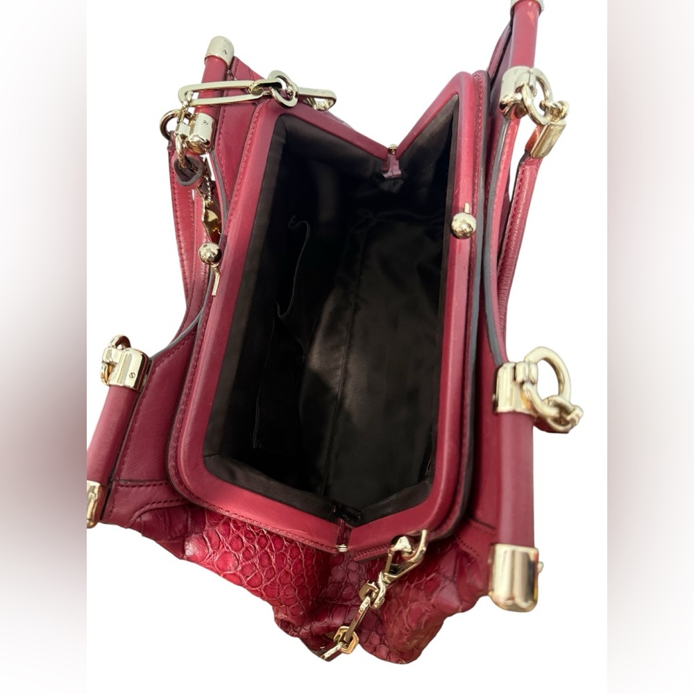 Coach Madison Carrie Croc Classic Embossed Kisslock in Red - Picture 14 of 16